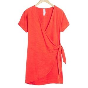 Anthropologie Amadi Miena Mini Red Wrap V-Neck Dress SZ X- Large Casual NWT READ